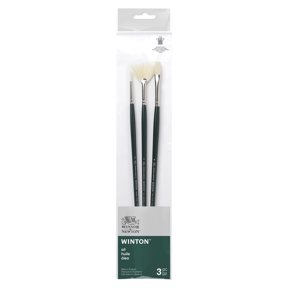Winsor & Newton Winton Pinceau Manche Long Pack x3 V3
