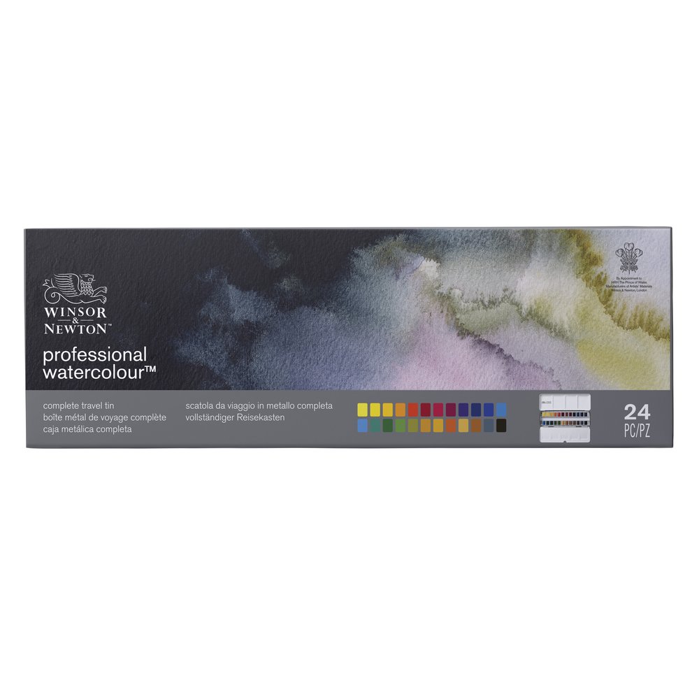 Winsor & Newton Aquarelle Professionnelle Boîte légère pour croquis Sketchers – 24 demi-godets