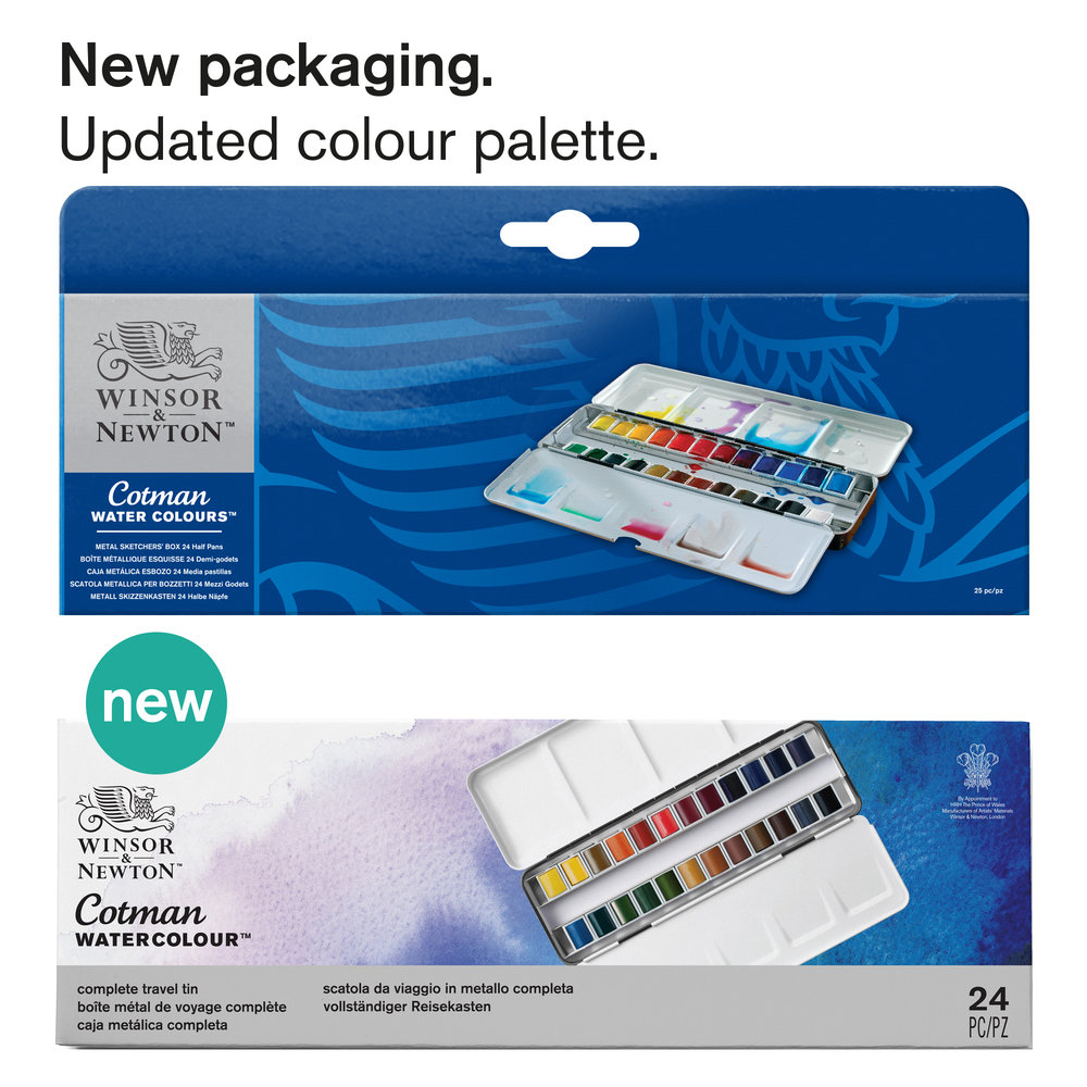 Winsor & Newton Aquarelle Cotman Boite Metal Sketcher 24x1/2 Godets