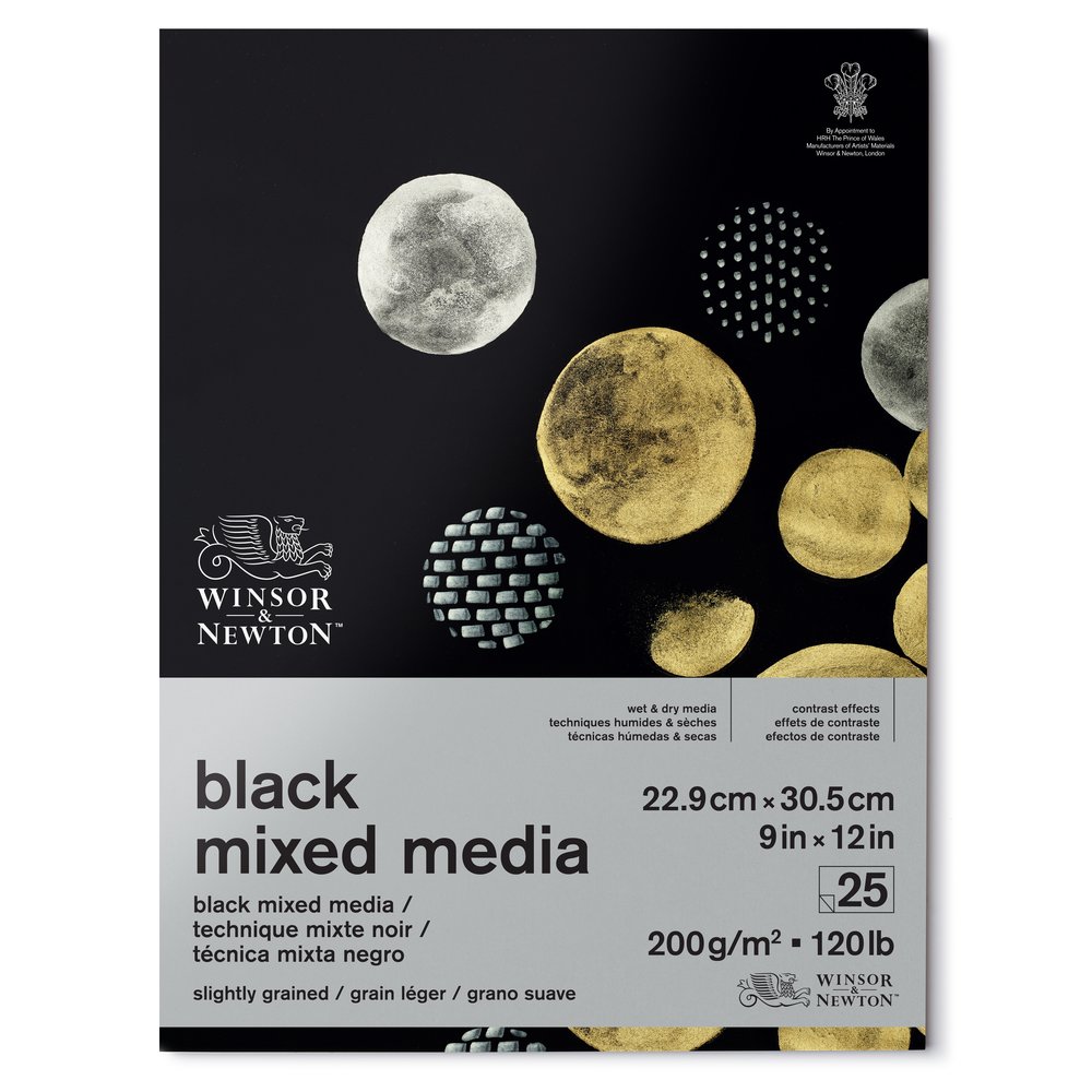 Winsor & Newton Papier Noir Bloc 200G 23X31 25 Feuilles