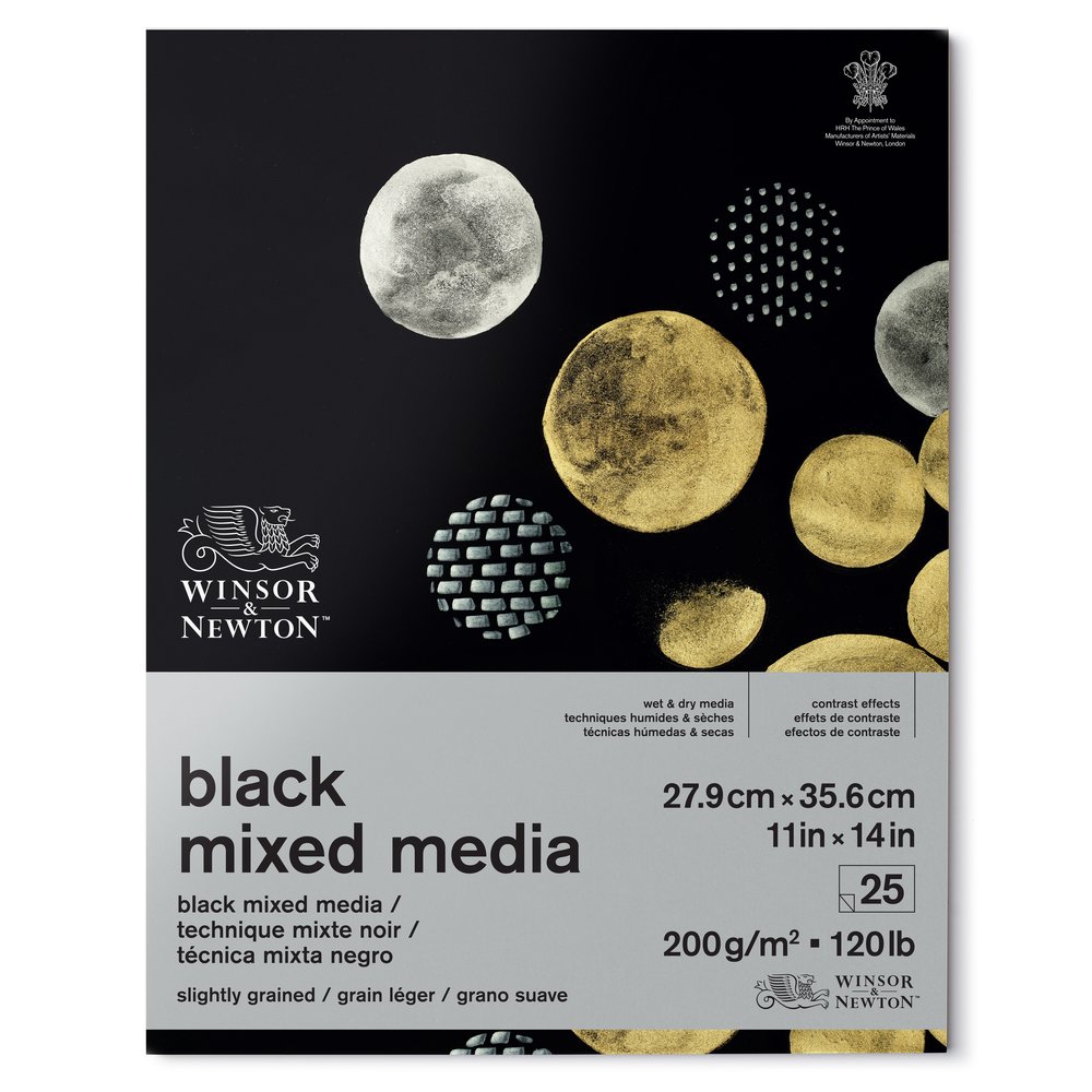 Winsor & Newton Papier Noir Bloc 200G 28X36 25 Feuilles