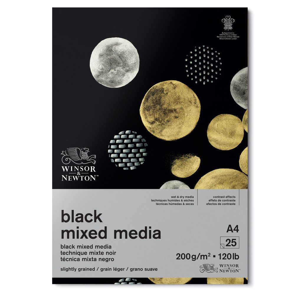 Winsor & Newton Papier Noir Bloc 200G A4 25 Feuilles