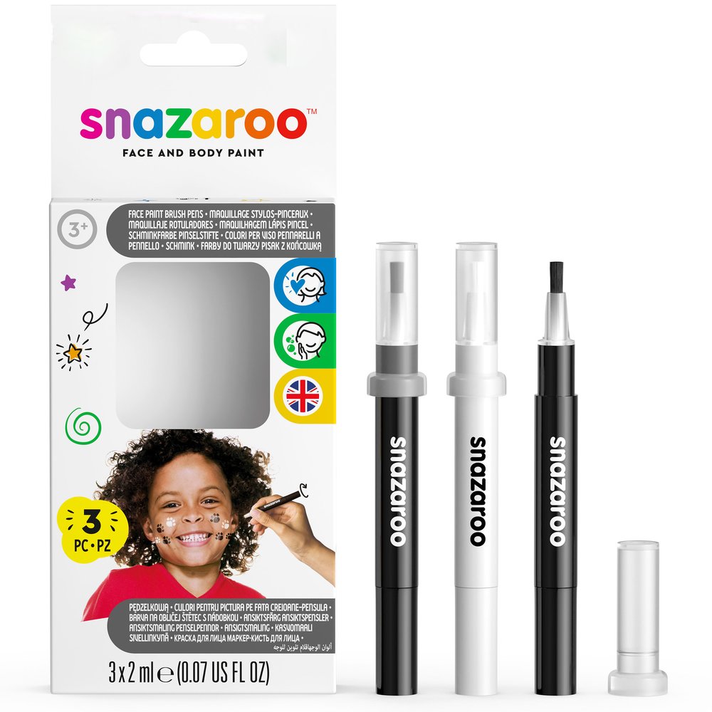 Snazaroo Stylos Pinceaux Noir Et Blanc Set Rdm - ROW