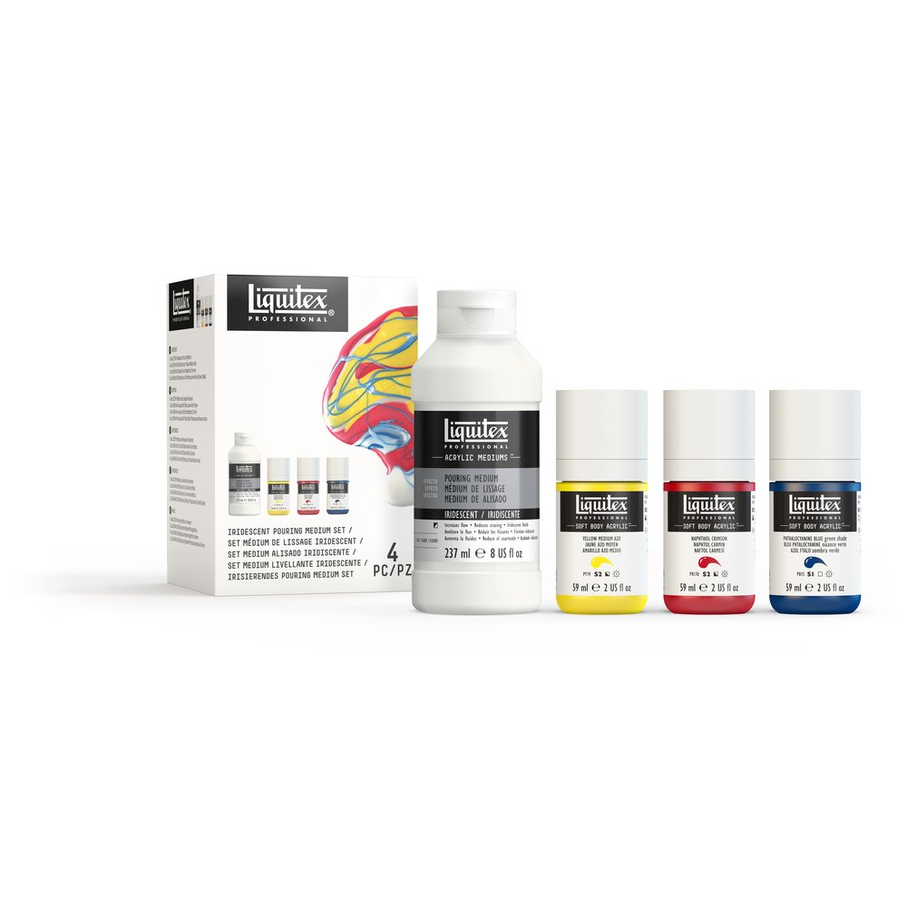 Liquitex Additif Set Medium De Lissage (Pouring) Iridescent 237 mm + Soft Body 3X59 ml