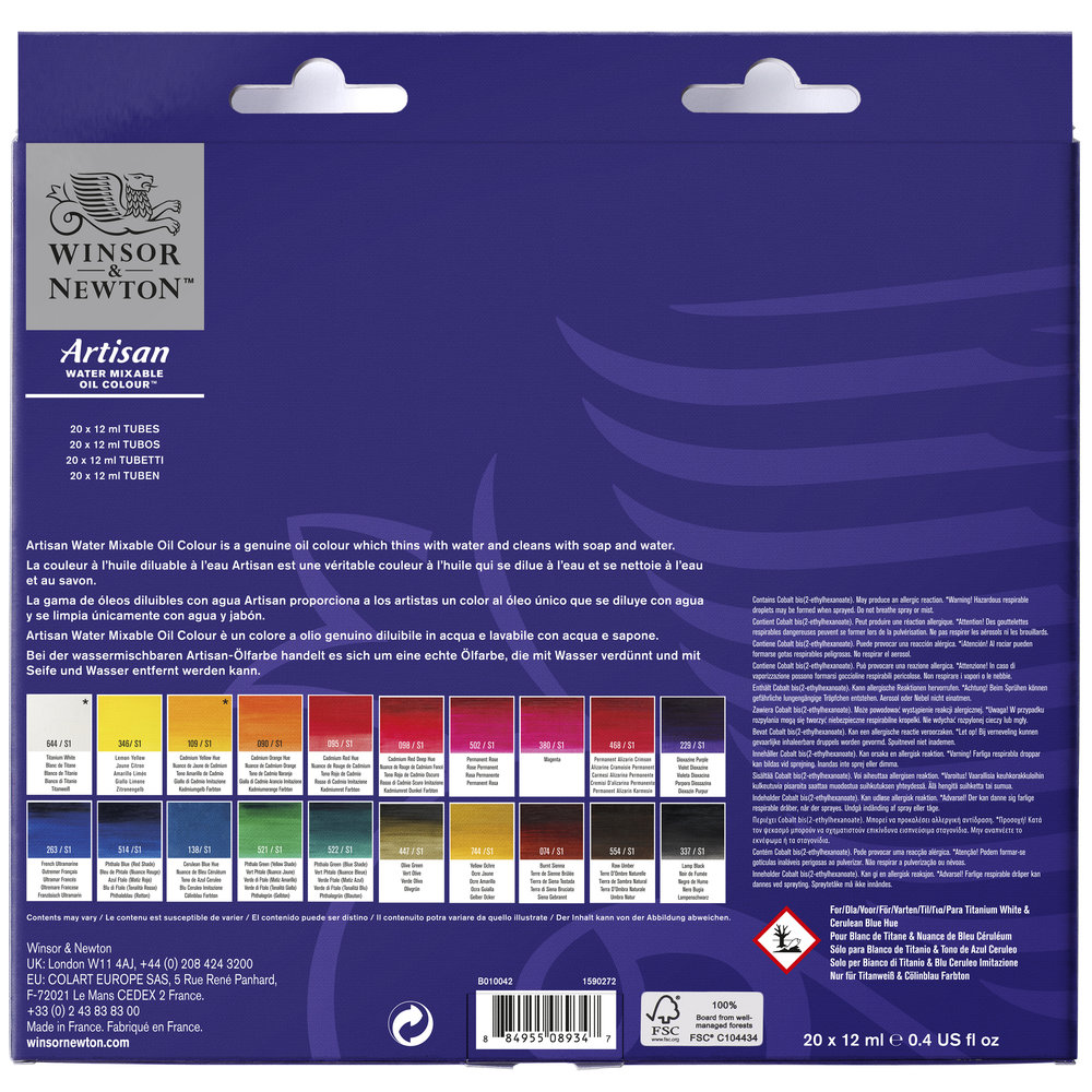 Winsor & Newton Artisan Water Moc 20x12ml Set D'Initiation