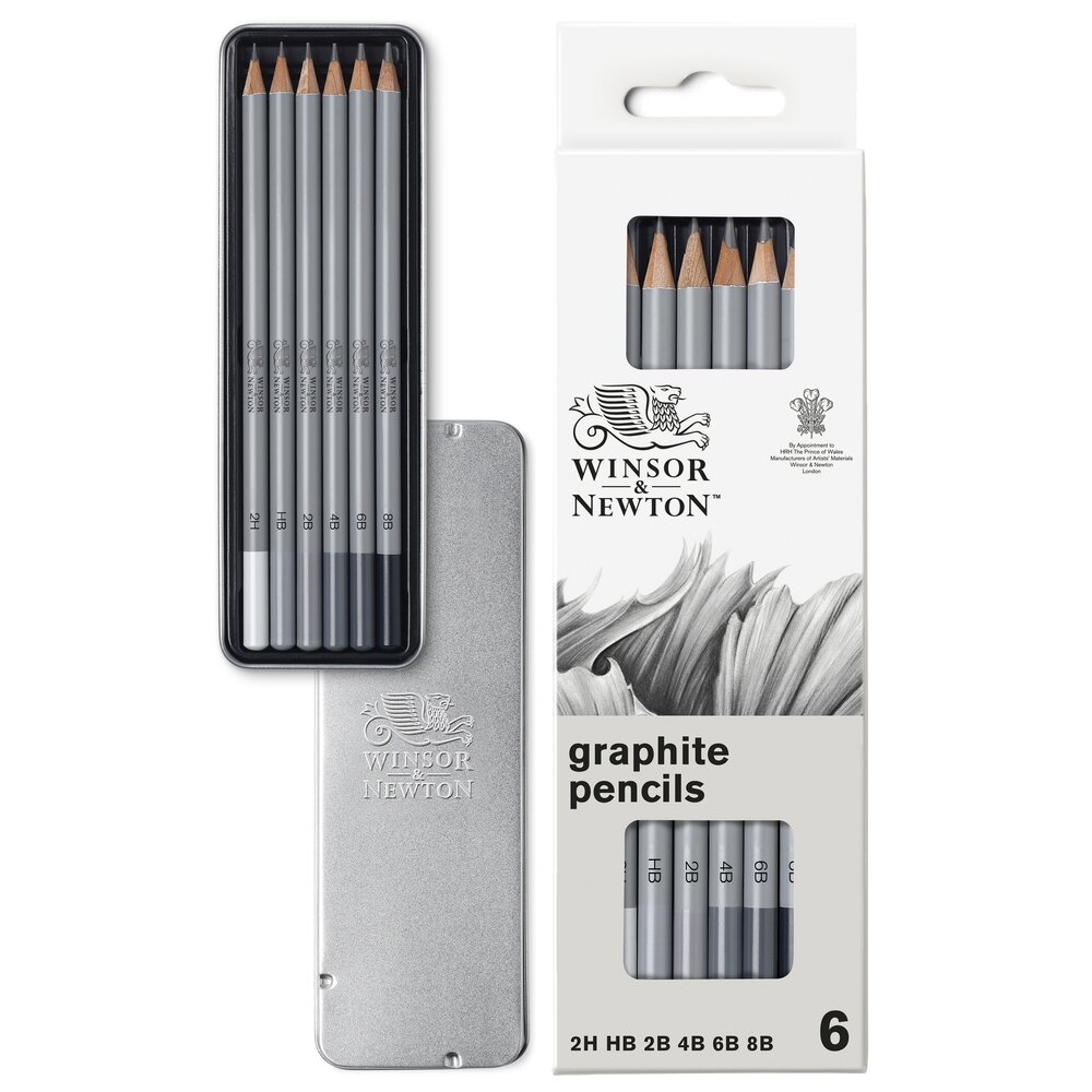 Winsor & Newton Graphite Crayon Assort x6 Set
