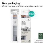 Winsor & Newton Set de 4 crayons graphite - gomme