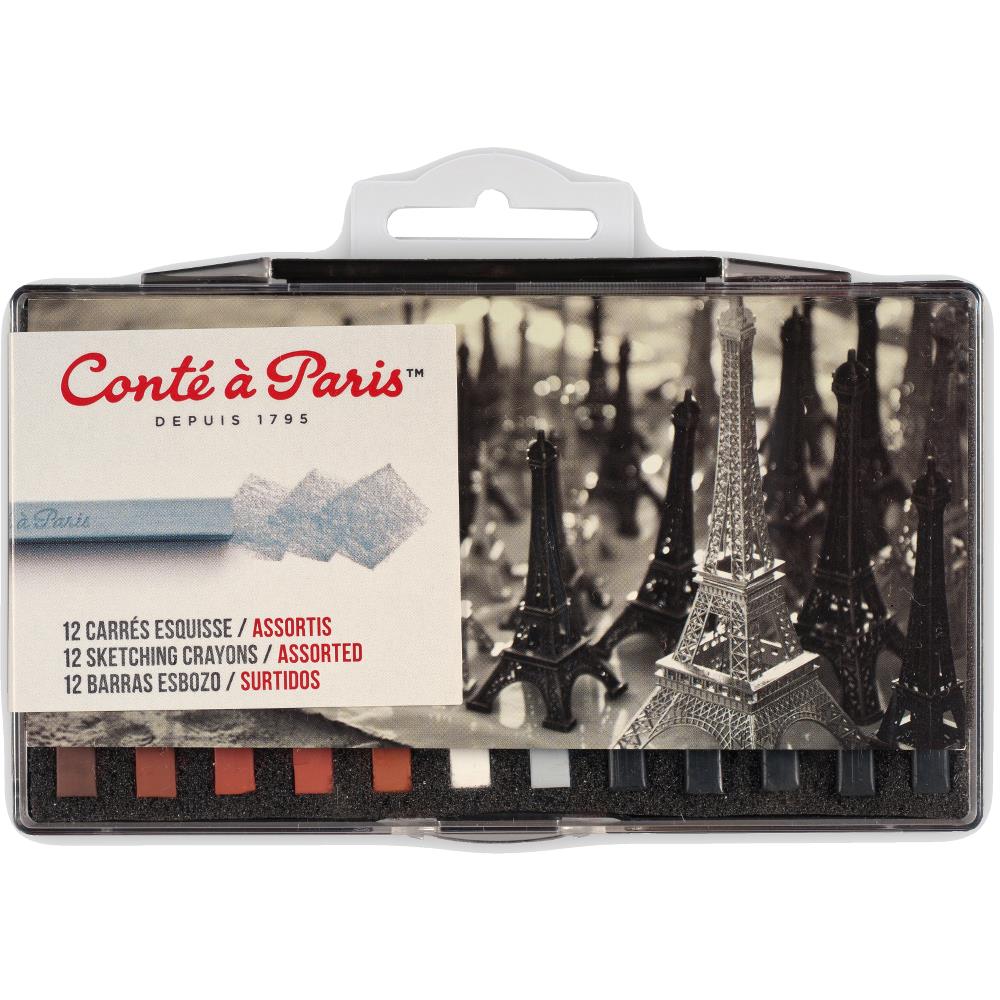 Conté à Paris Boite Plastique x12 Carrés Esquisse Assortis