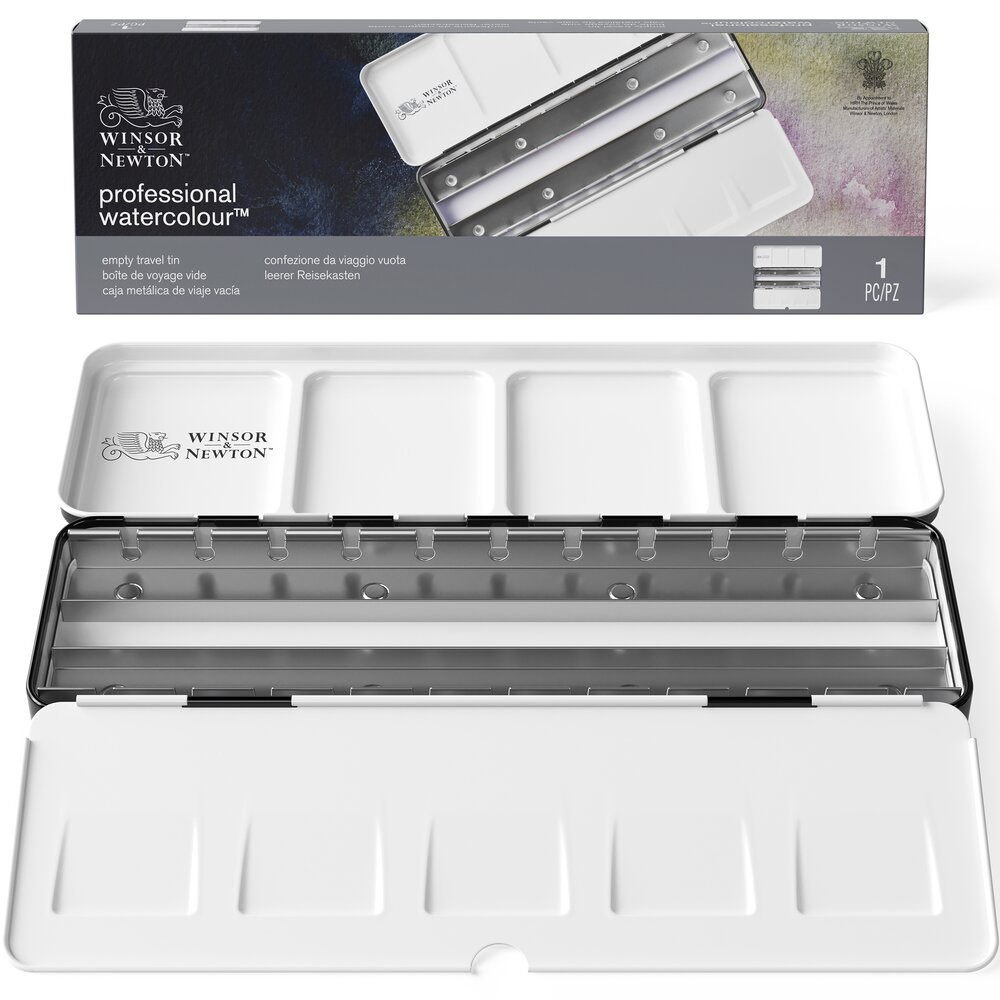 Winsor & Newton Aquarelle Professionnelle Boîte Métal De Voyage Vide Pour Demi-Godets