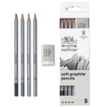 Winsor & Newton Set de 4 crayons graphite - gomme