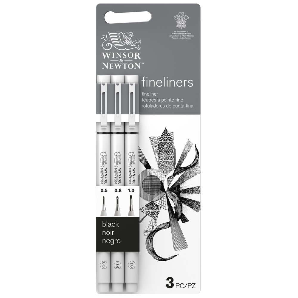 Winsor & Newton Fineliner Noir x3 Assortis Large