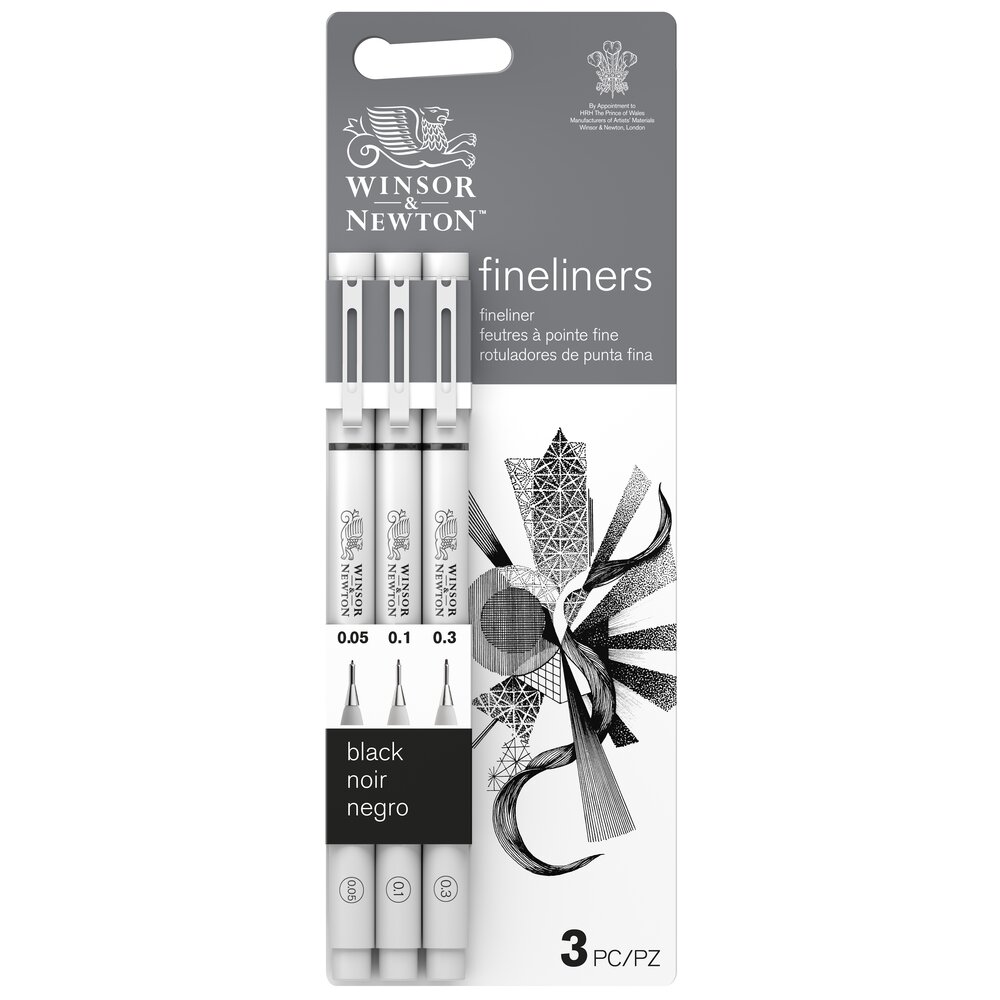 Winsor & Newton Fineliner Noir x3 Assortis Petit