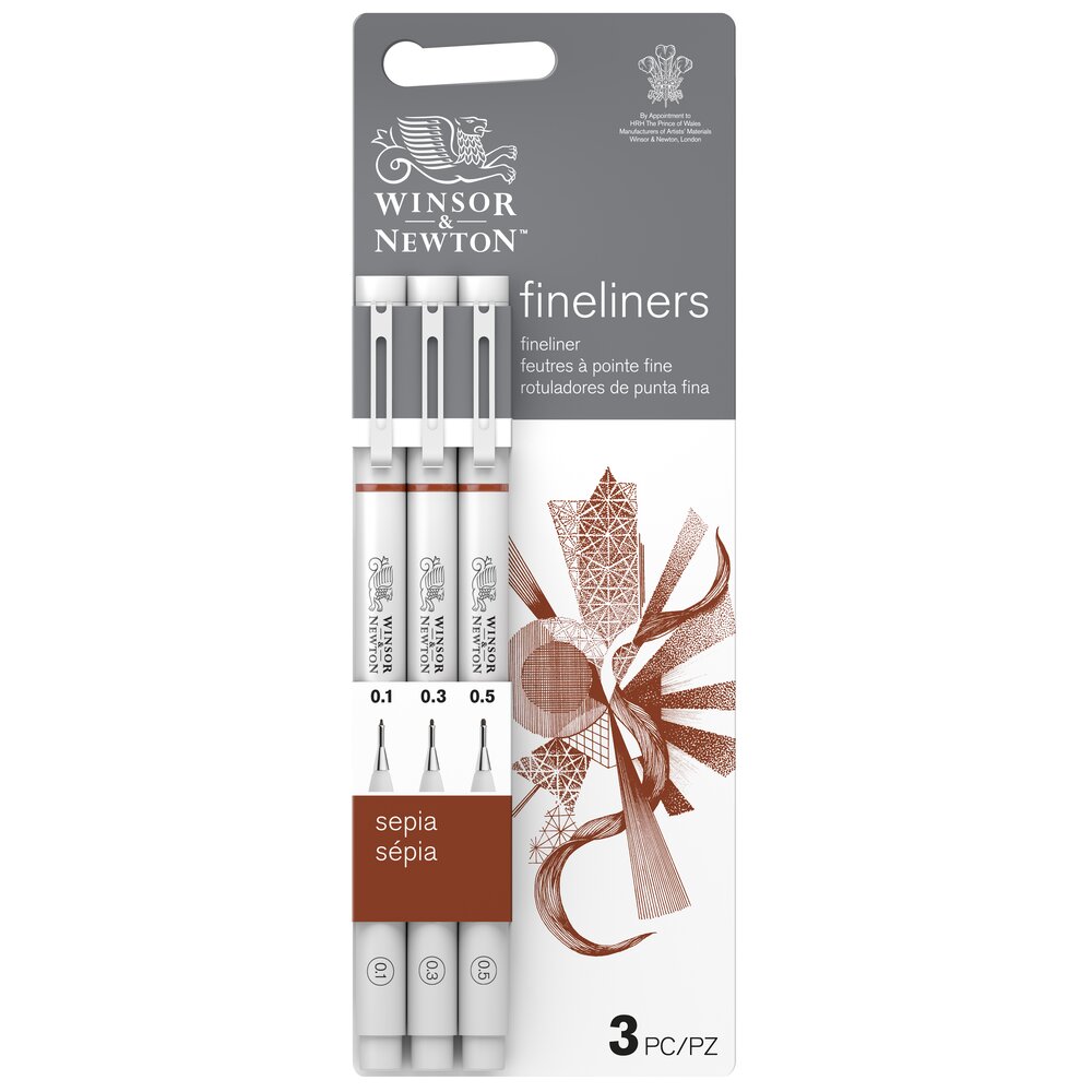 Winsor & Newton Fineliner Sepia Set x3 Assortis