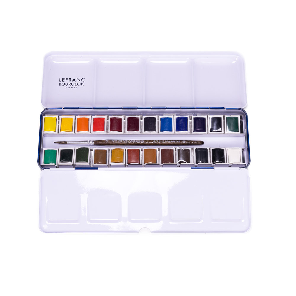 Lefranc Bourgeois Assortiment d’Aquarelle Fine 24 1/2 Godets