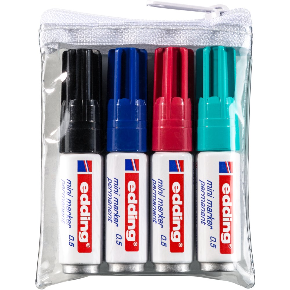 edding 0,5 Mini-marqueur permanent étui de 4 assorti