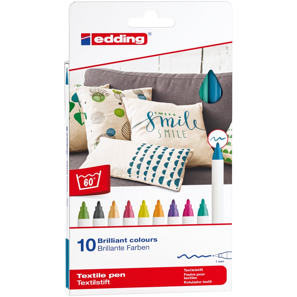 edding 4600 Feutre pour textiles étui de 10 assorti, fun