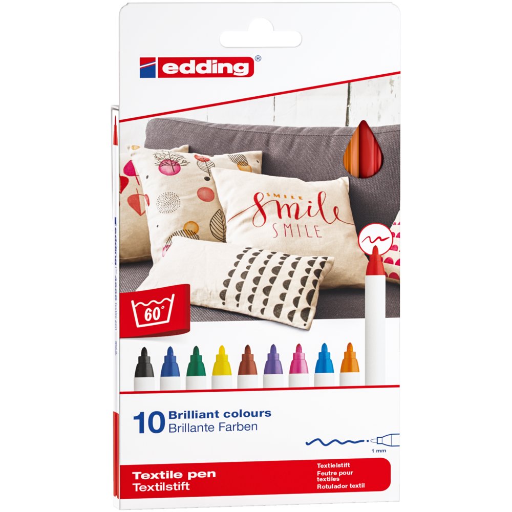 edding 4600 Feutre pour textiles étui de 10 assorti, base