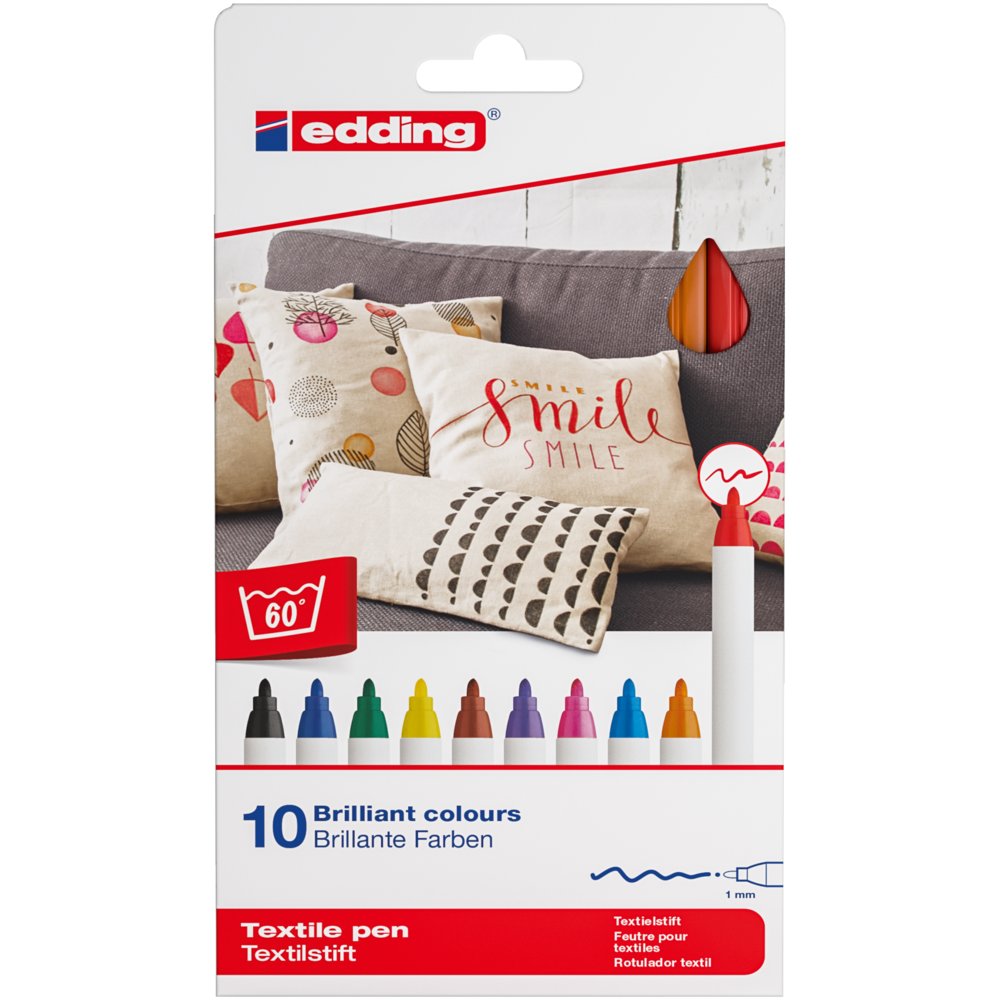 edding 4600 Feutre pour textiles étui de 10 assorti, base