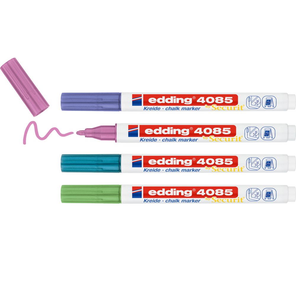 edding 4085 Marqeur craie liquide blister de 4 assorti métallisé