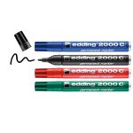 edding 2000 C Marqueur permanent étui de 4 assortis (noir, rouge, bleu, vert)