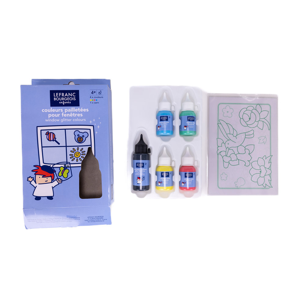 Lefranc Bourgeois Enfants Set de Peinture sur Fenêtre Couleur Pailletée