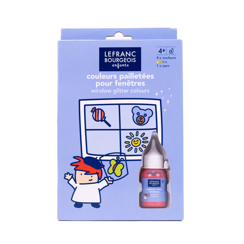 Lefranc Bourgeois Enfants Set de Peinture sur Fenêtre Couleur Pailletée