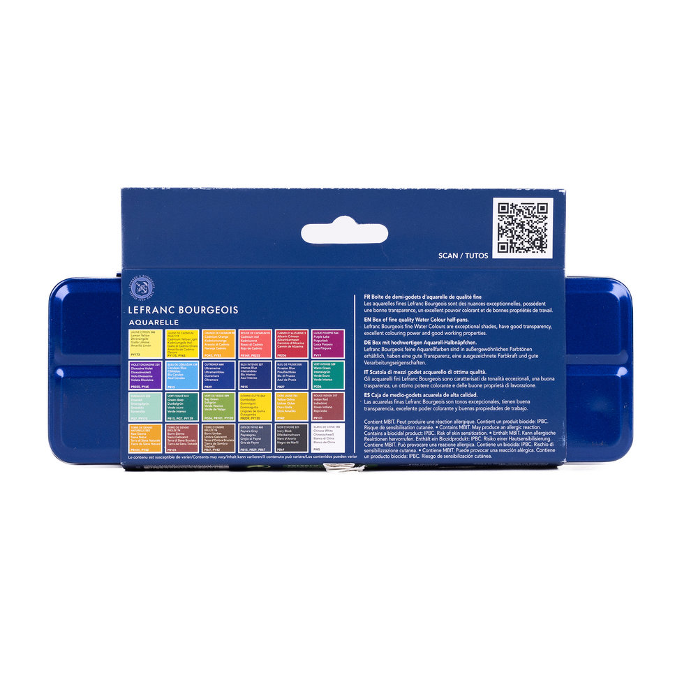 Lefranc Bourgeois Assortiment d’Aquarelle Fine 24 1/2 Godets