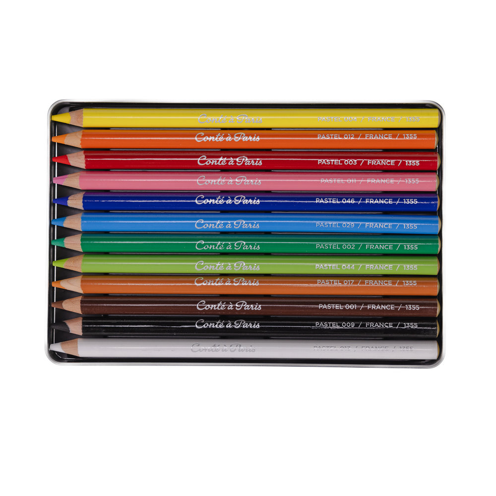 Conté à Paris Assortiment x12 Crayons Pastel Boite Metal