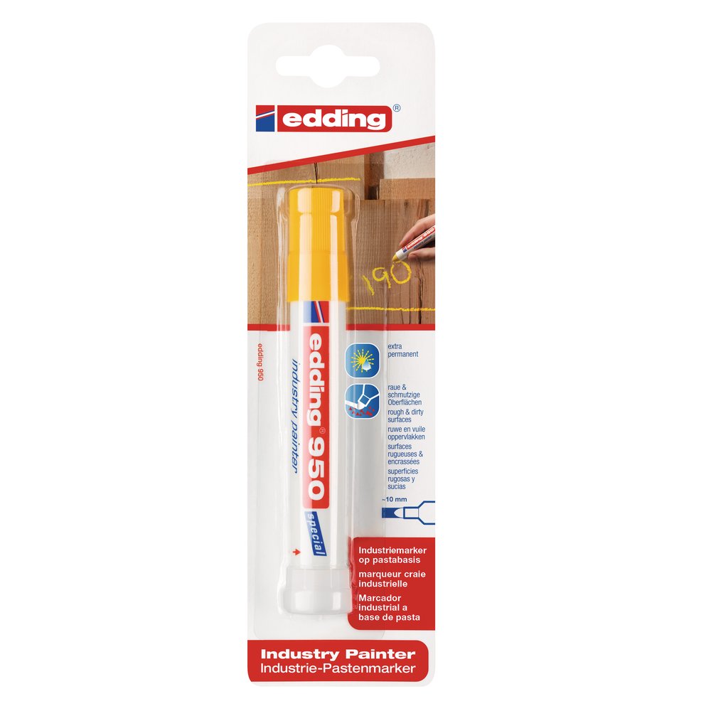 Edding 950 Marqueur Pâte Couvrante Spécial Industrie Blister De 1 Jaune