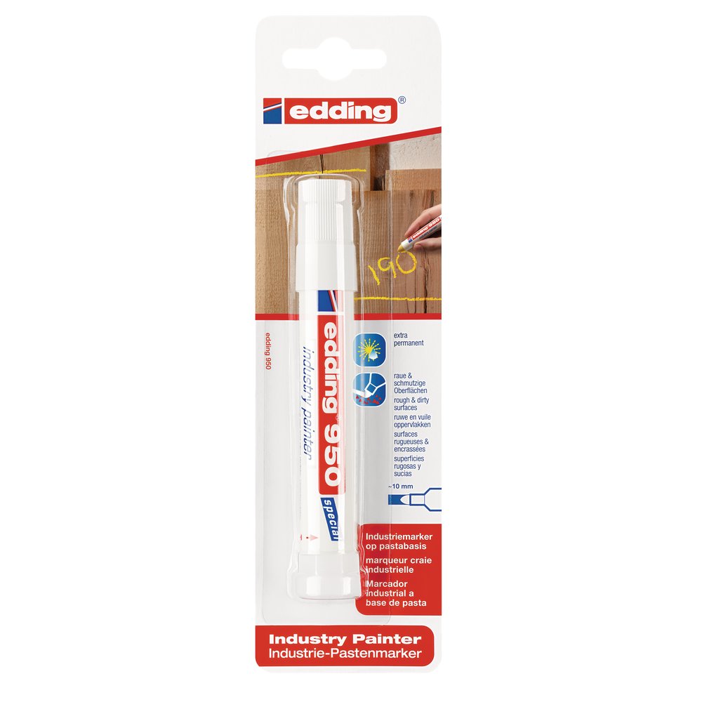 Edding 950 Marqueur Pâte Couvrante Spécial Industrie Blister De 1 Blanc