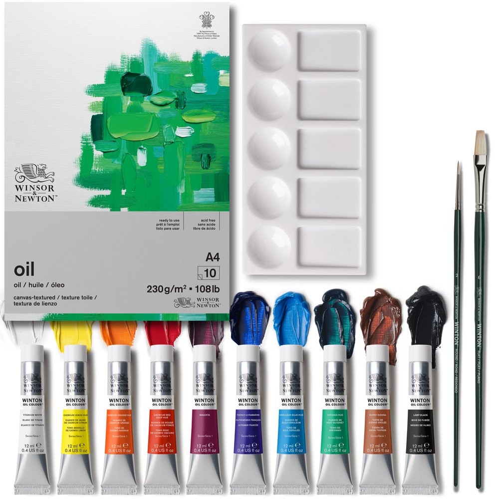 Winsor & Newton Winton Huile Set 10X12ml + Accessoires