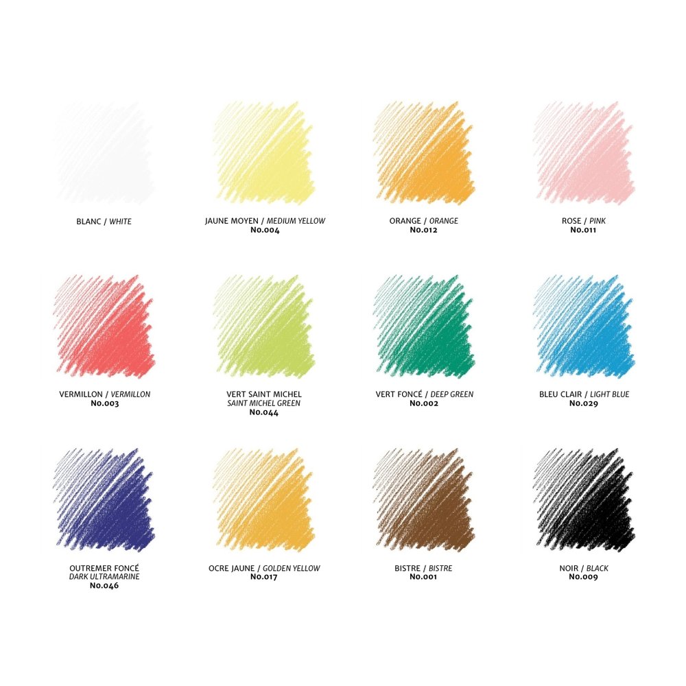 Conté à Paris Boite Plastique x12 Carrés Couleur Assortis Crochet
