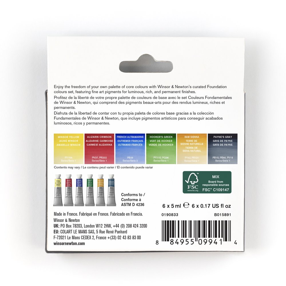 Winsor & Newton Professional Watercolour 6x5ml Tubes Set Fondamentales Row