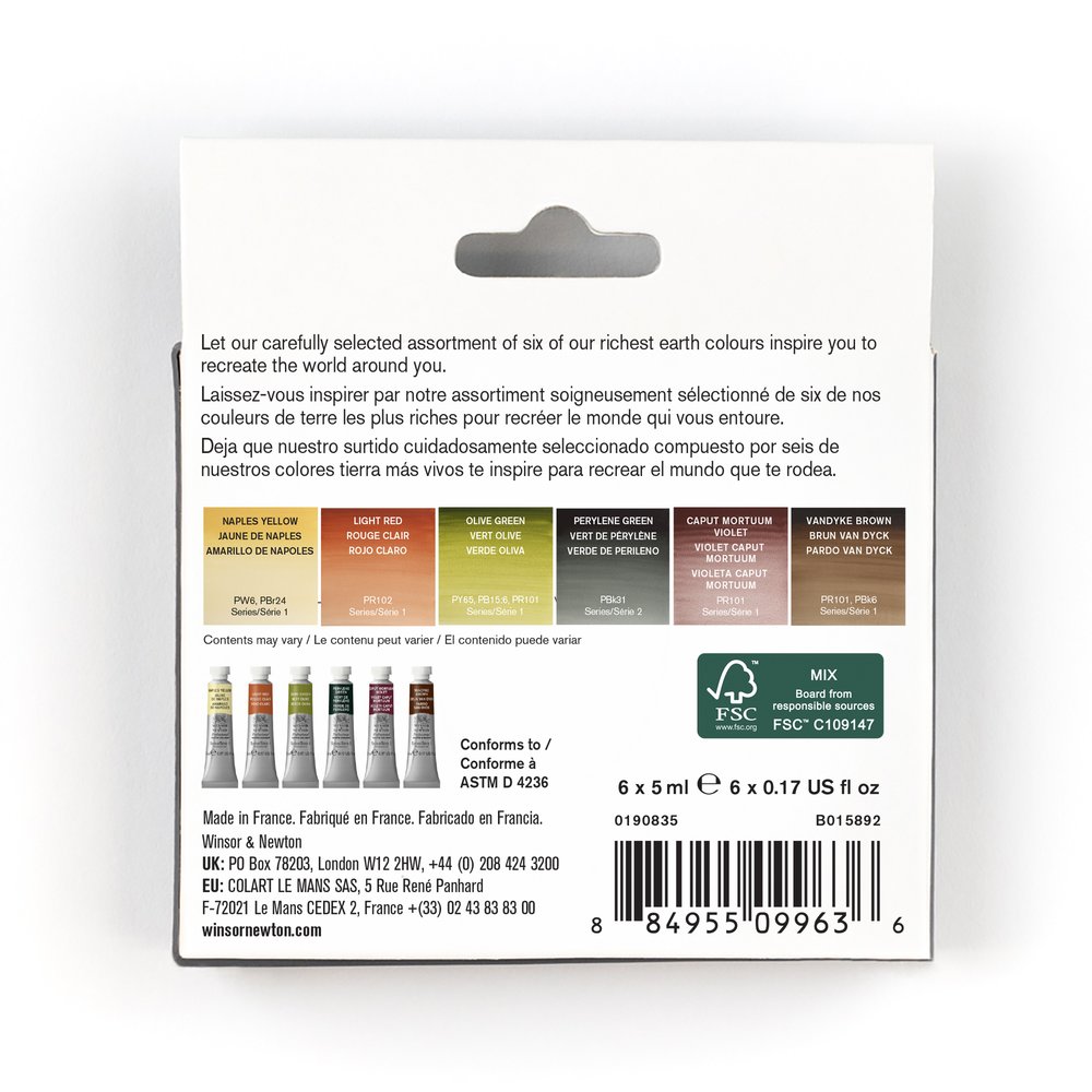 Winsor & Newton Professional Watercolour 6x5ml Tubes Set Terres Riches Row