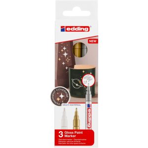Edding 751 Marq Peint Brill Set x3 Assortment Metalliques Pointe Fine