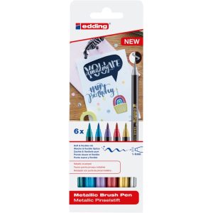 Edding Set De 6 Stylos-Pinceaux Metalliques 1340