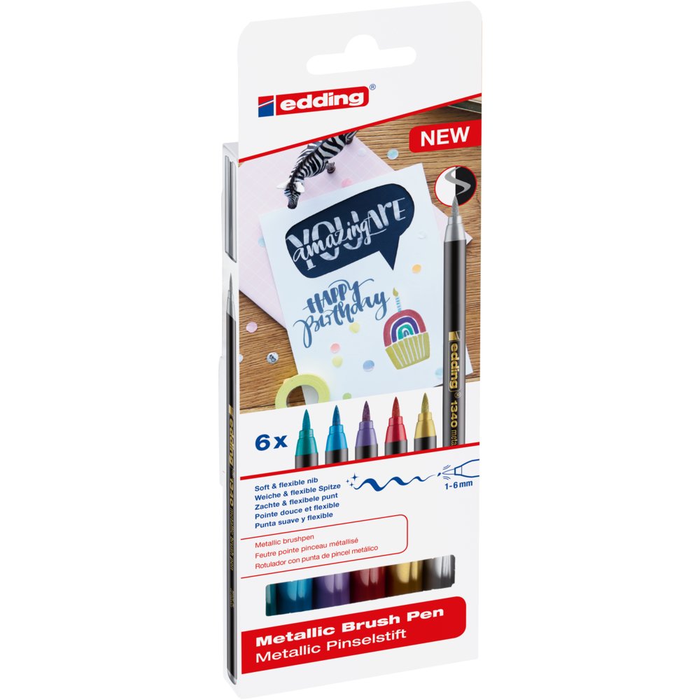 Edding Set De 6 Stylos-Pinceaux Metalliques 1340