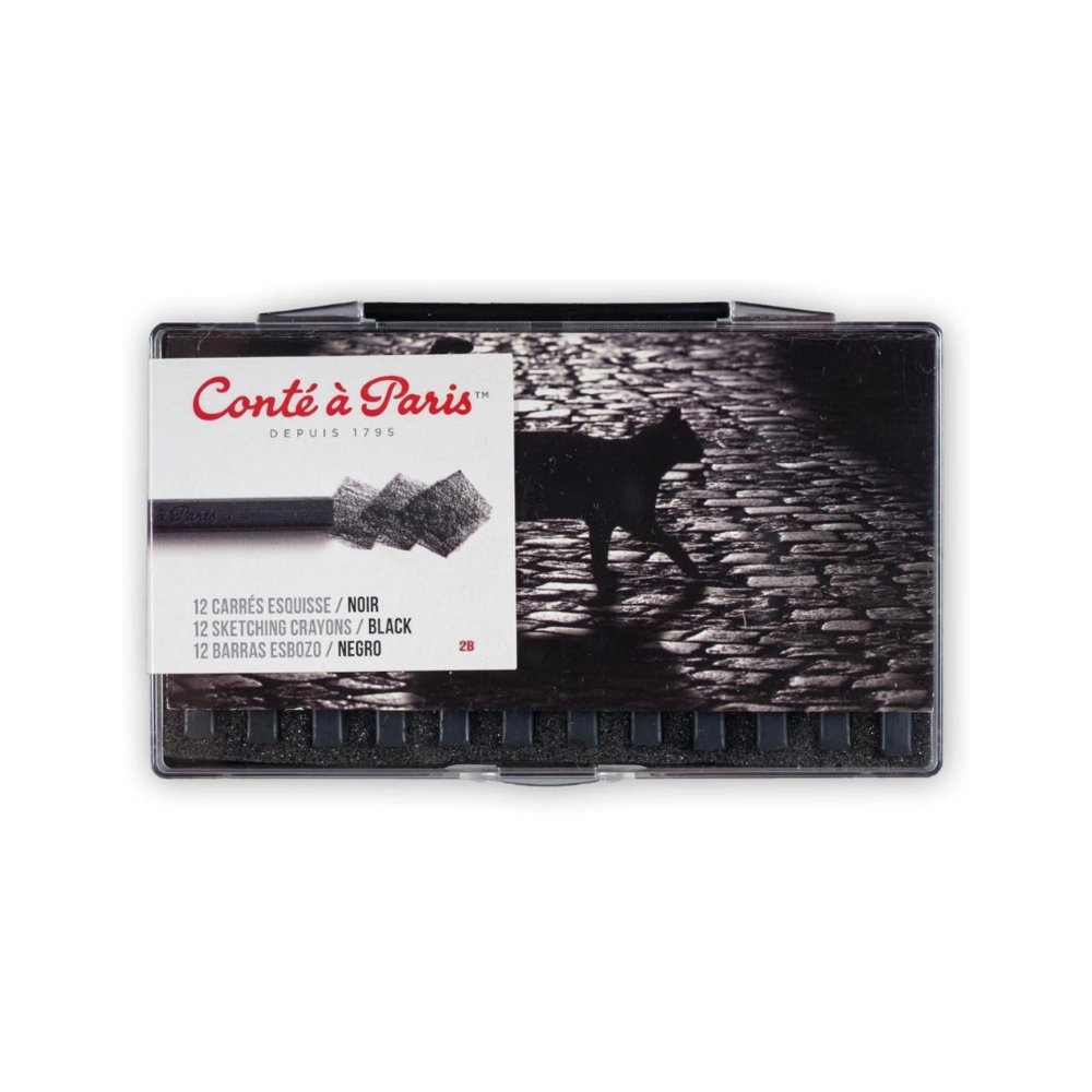 Conté à Paris Carrés Esquisse Set 12 Noir 2B