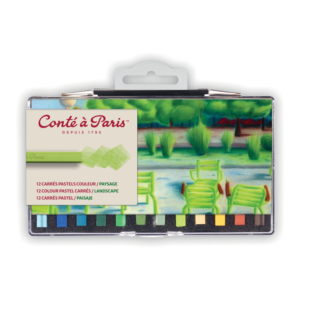 Conté à Paris Boite Plastique x12 Carrés Couleur Paysage Crochet