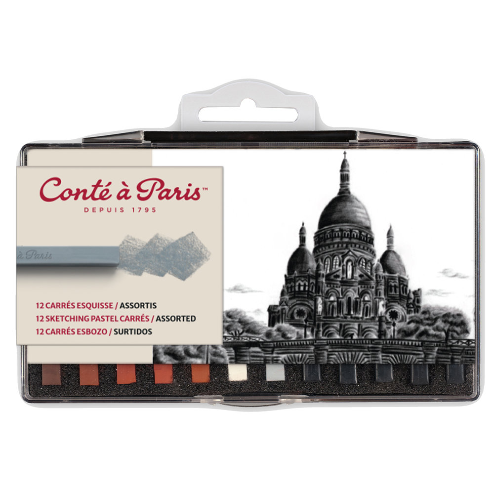 Conté à Paris Boite Plastique x12 Carrés Esquisse Assortis