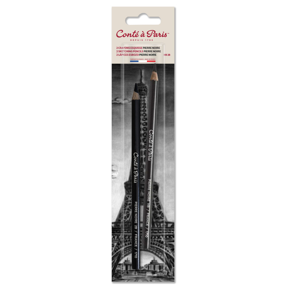 Conté à Paris Blister 2 Crayons Esquisse Pierre Noir HB 2B