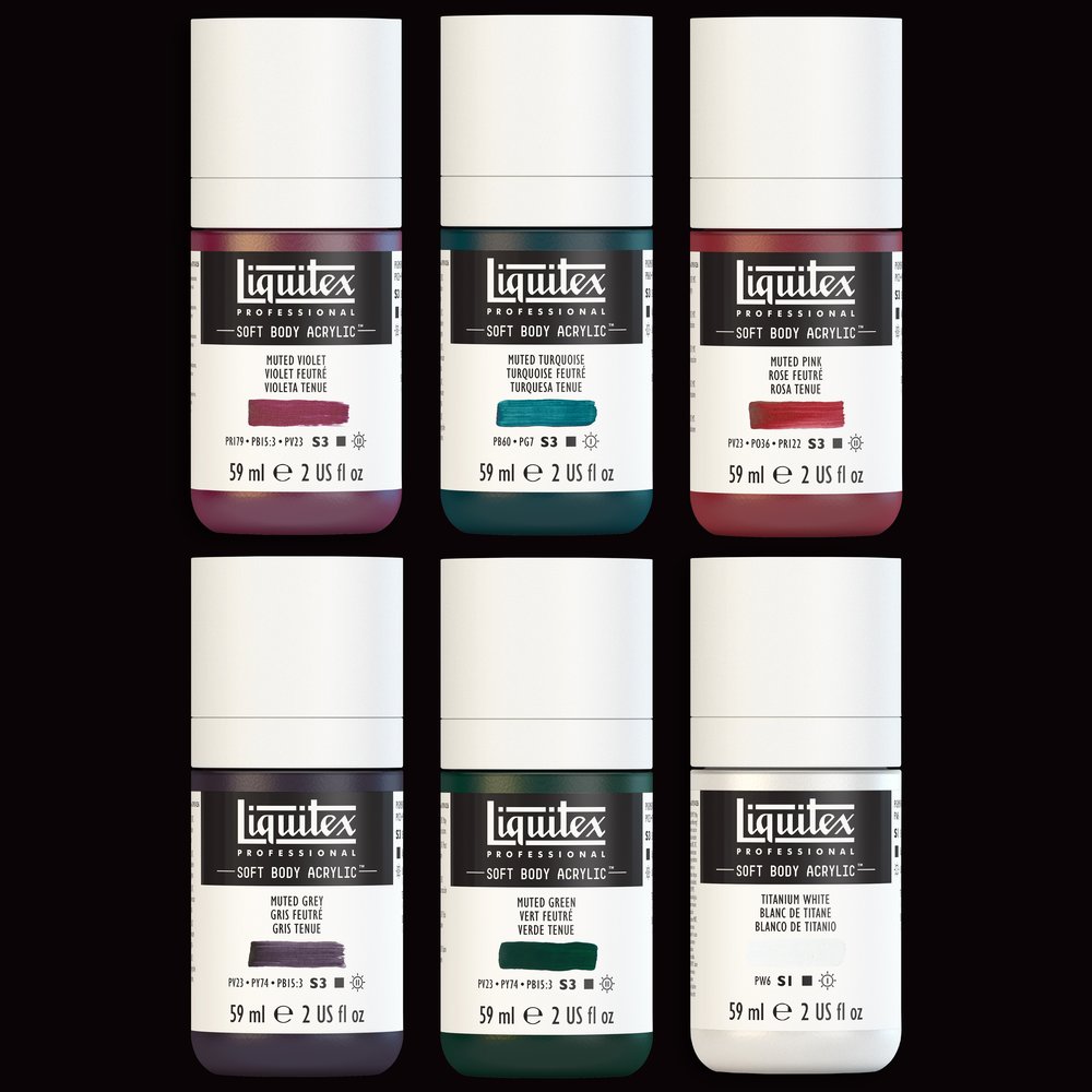 Liquitex Professional Soft Body Set 6x59ml Collection Couleurs Feutrées+ Blanc