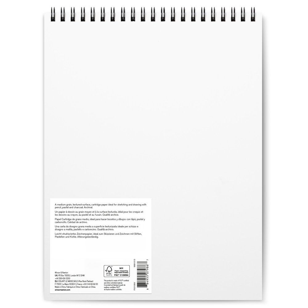 Winsor & Newton Papier Dessin Bloc Spirale Grain Moyen 150g 27,9x35,6cm 25 Feuilles