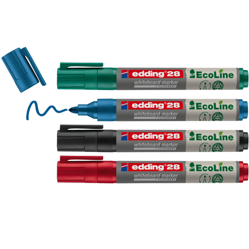 Edding 28 - Boite 4 Couleurs - Noir, Rouge, Bleu Et Vert