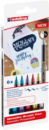 Edding Set De 6 Stylos-Pinceaux Metalliques 1340