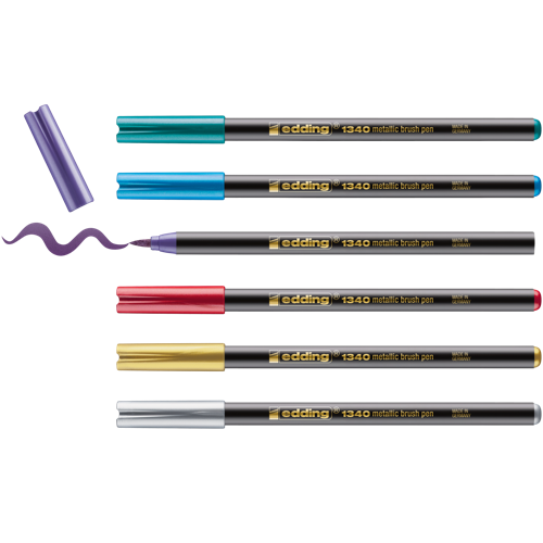 Edding Set De 6 Stylos-Pinceaux Metalliques 1340