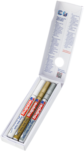 Edding 751 Marq Peint Brill Set x3 Assortment Metalliques Pointe Fine