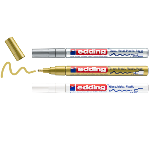 Edding 751 Marq Peint Brill Set x3 Assortment Metalliques Pointe Fine