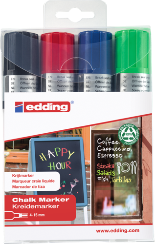 edding 4090 - Pochette 4 couleurs (noir, rouge, bleu, vert clair)