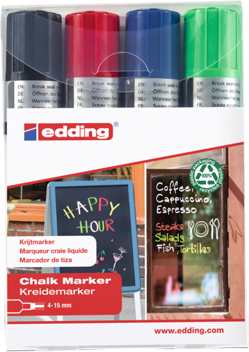 edding 4090 - Pochette 4 couleurs (noir, rouge, bleu, vert clair)